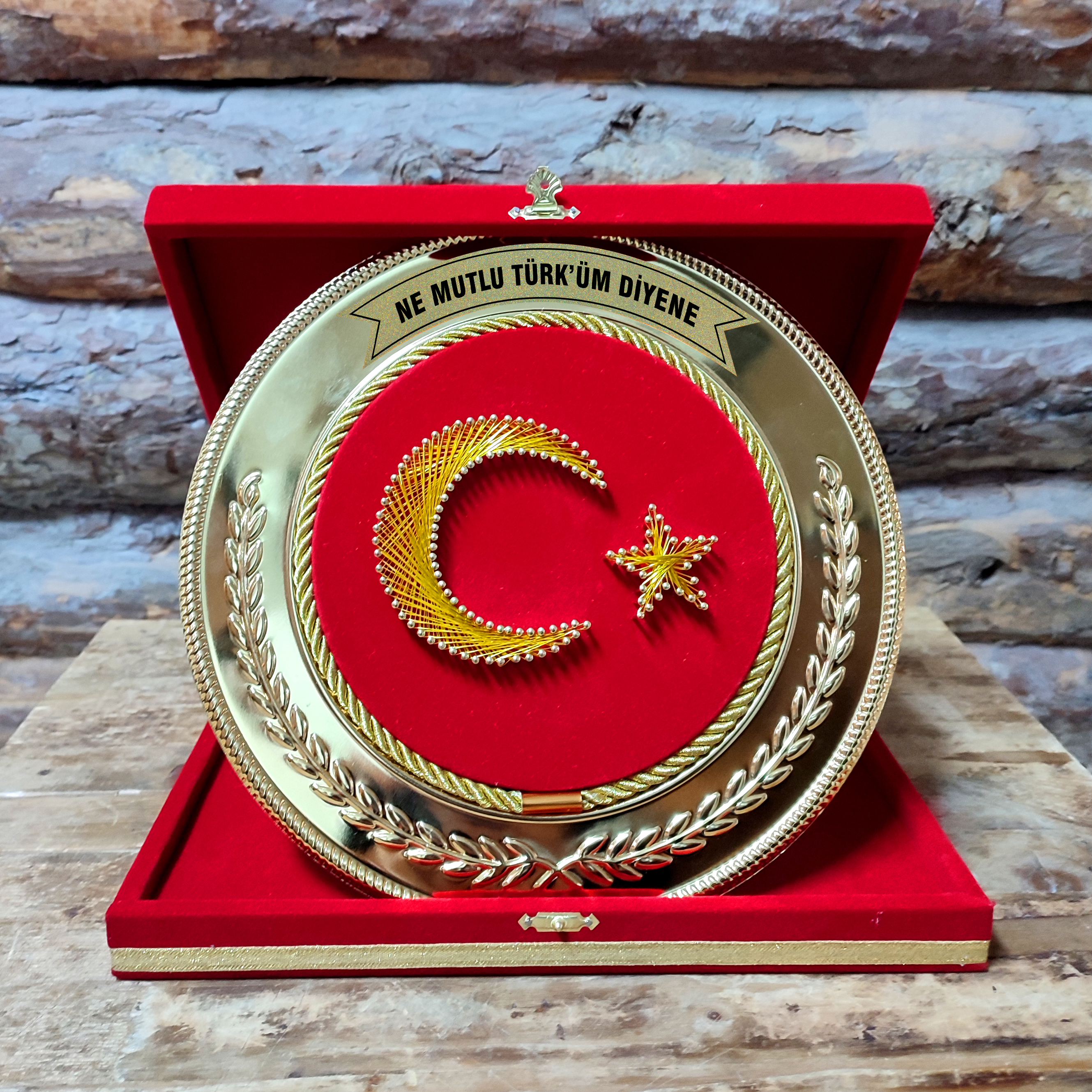 FİLOGRAFİ BAYRAK TABAK PLAKET (Kadife ve Aynalı)